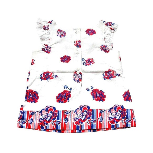 New Janie & Jack 2T Red White Blue Pink Floral Top 2 - Picture 2 of 4